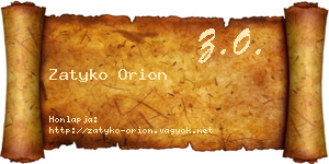Zatyko Orion névjegykártya
